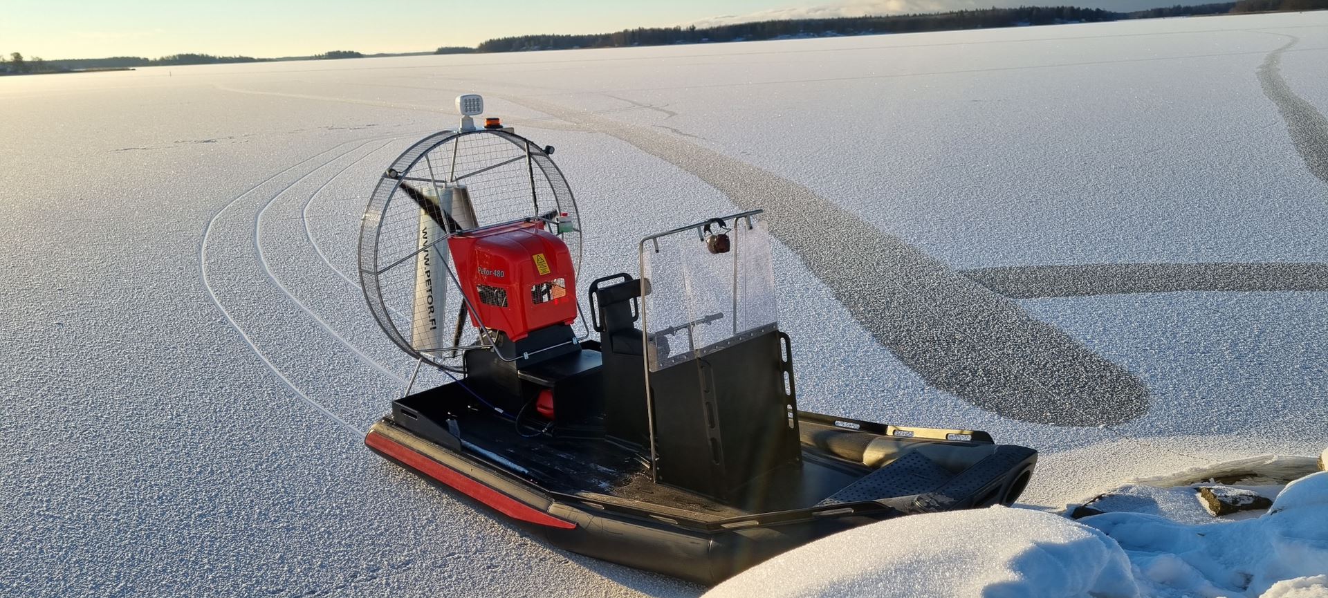 Hydrocopter parked on the ice