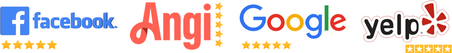 A blurred image of a facebook google and yelp logo