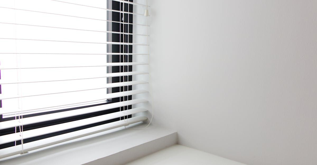 White room corner with a window and black blinds, bright light coming through