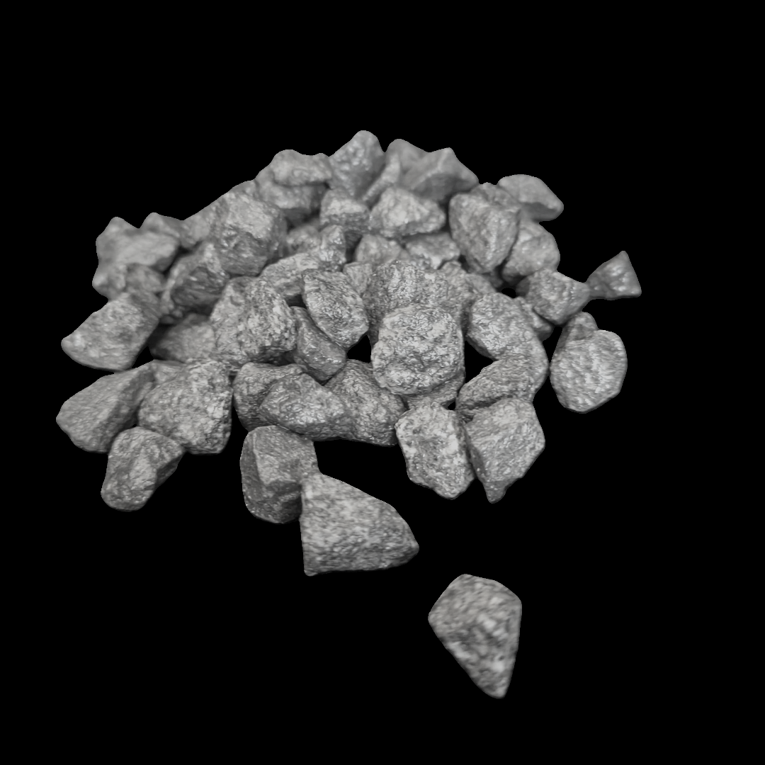 A pile of rocks on a black background.