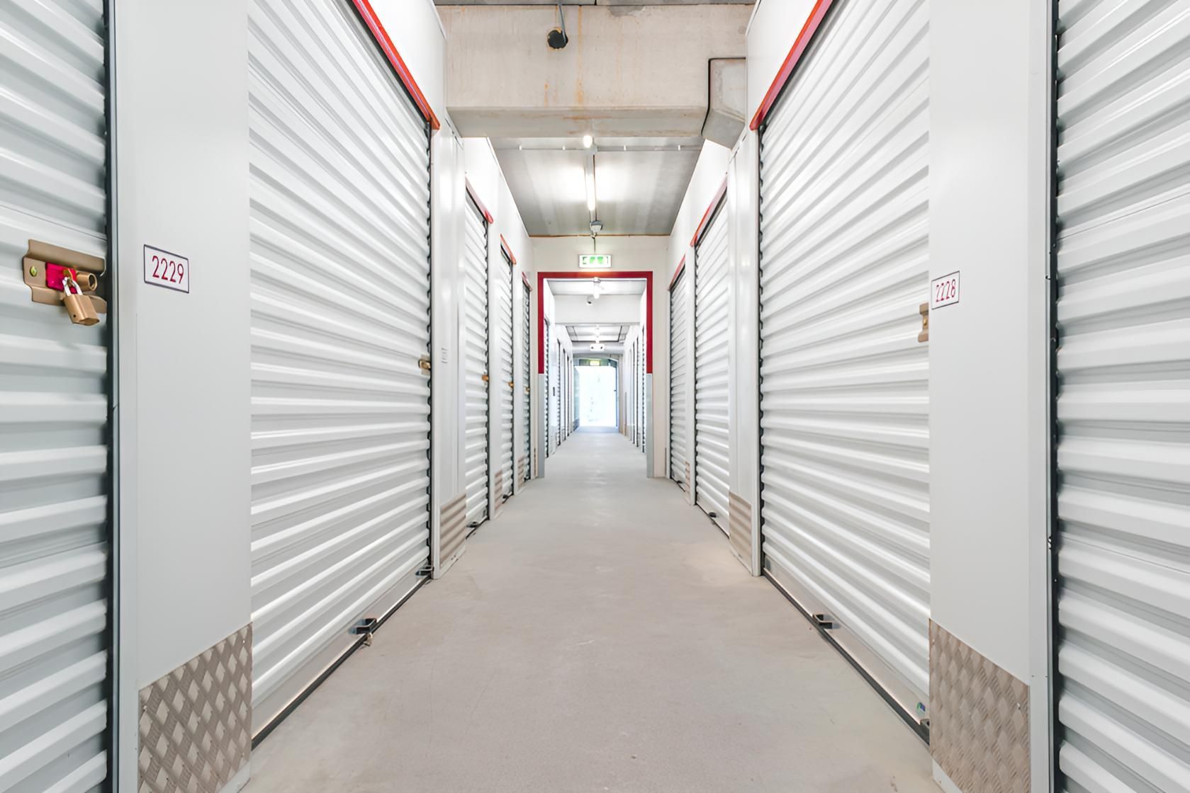 A Hallway Filled With Storage Units — Kingaroy Self Storage Sheds in Kingaroy, QLD
