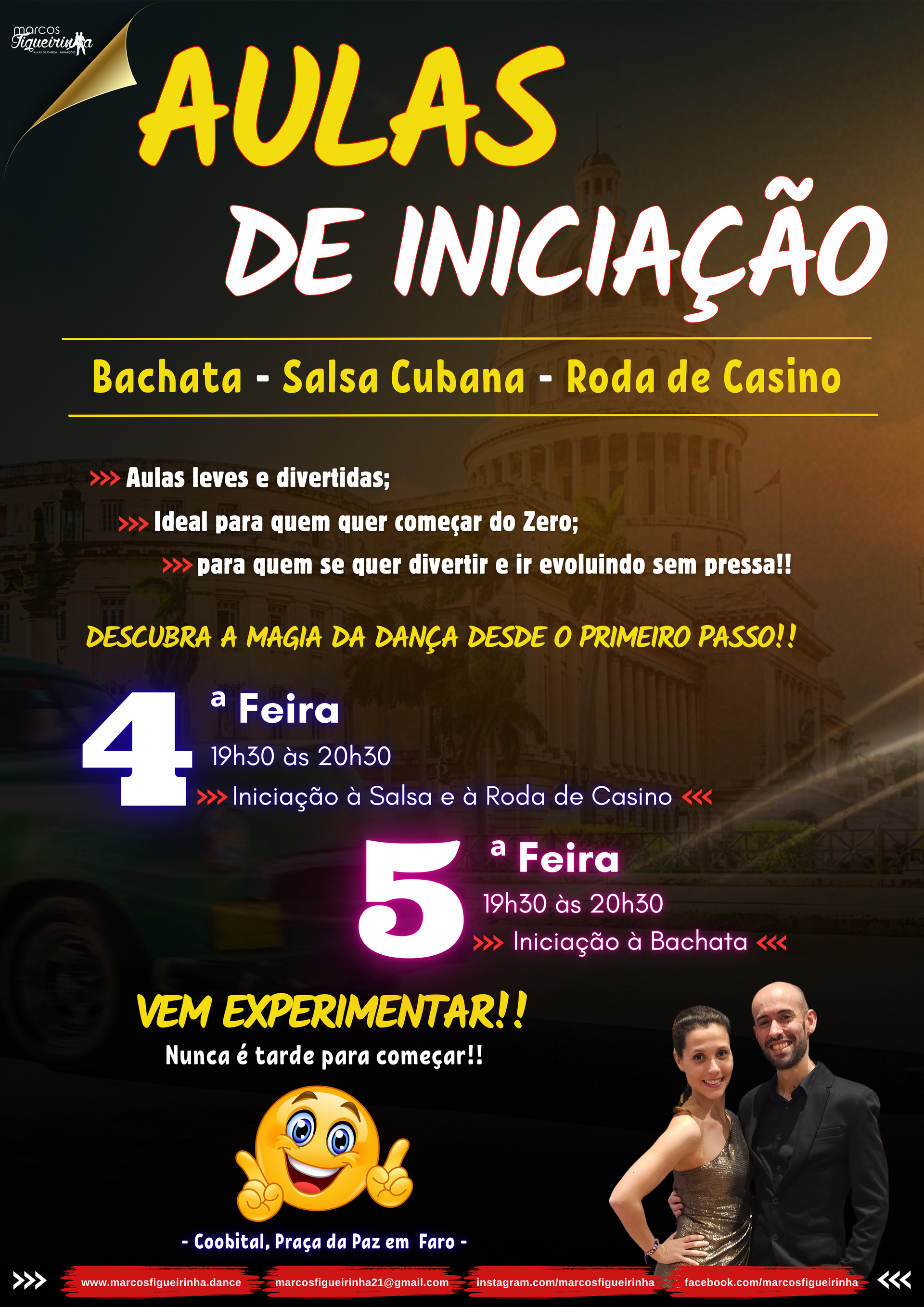Aulas de Dança - Iniciação de Bachata e Salsa Cubana - Algarve com Marcos Figueirinha