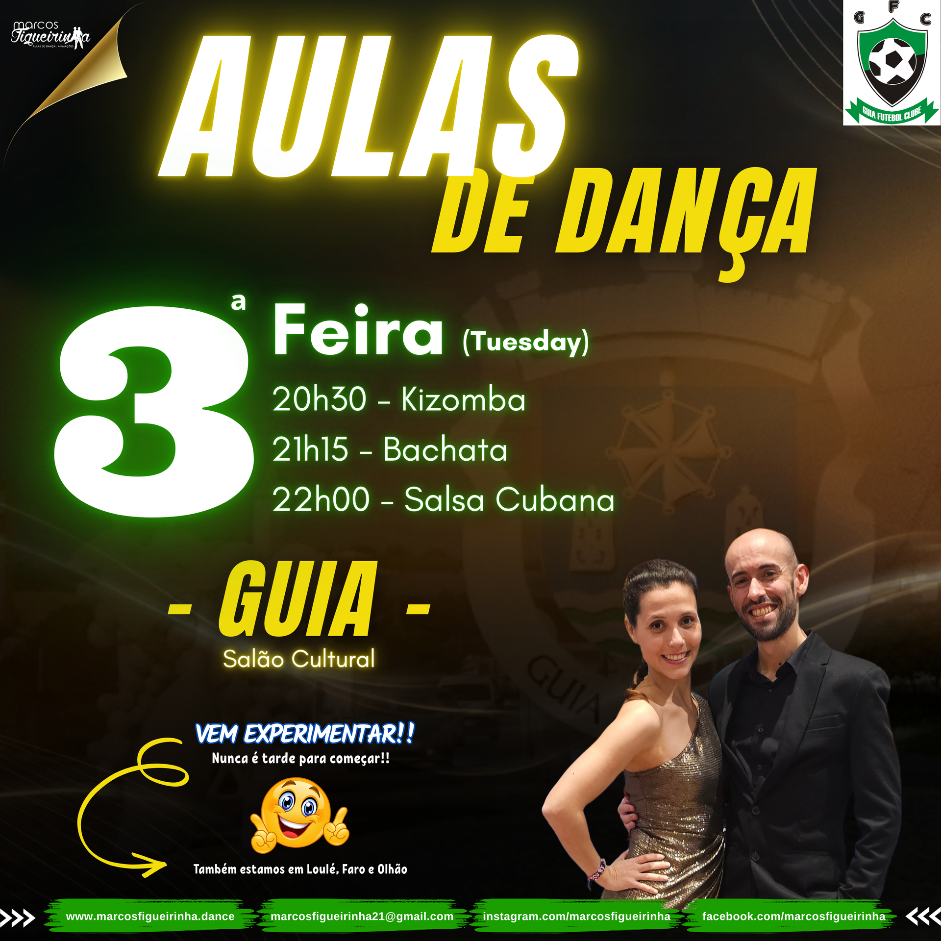 Aulas de Dança na Guia (Albufeira) com Marcos Figueirinha e Dedy Mestre