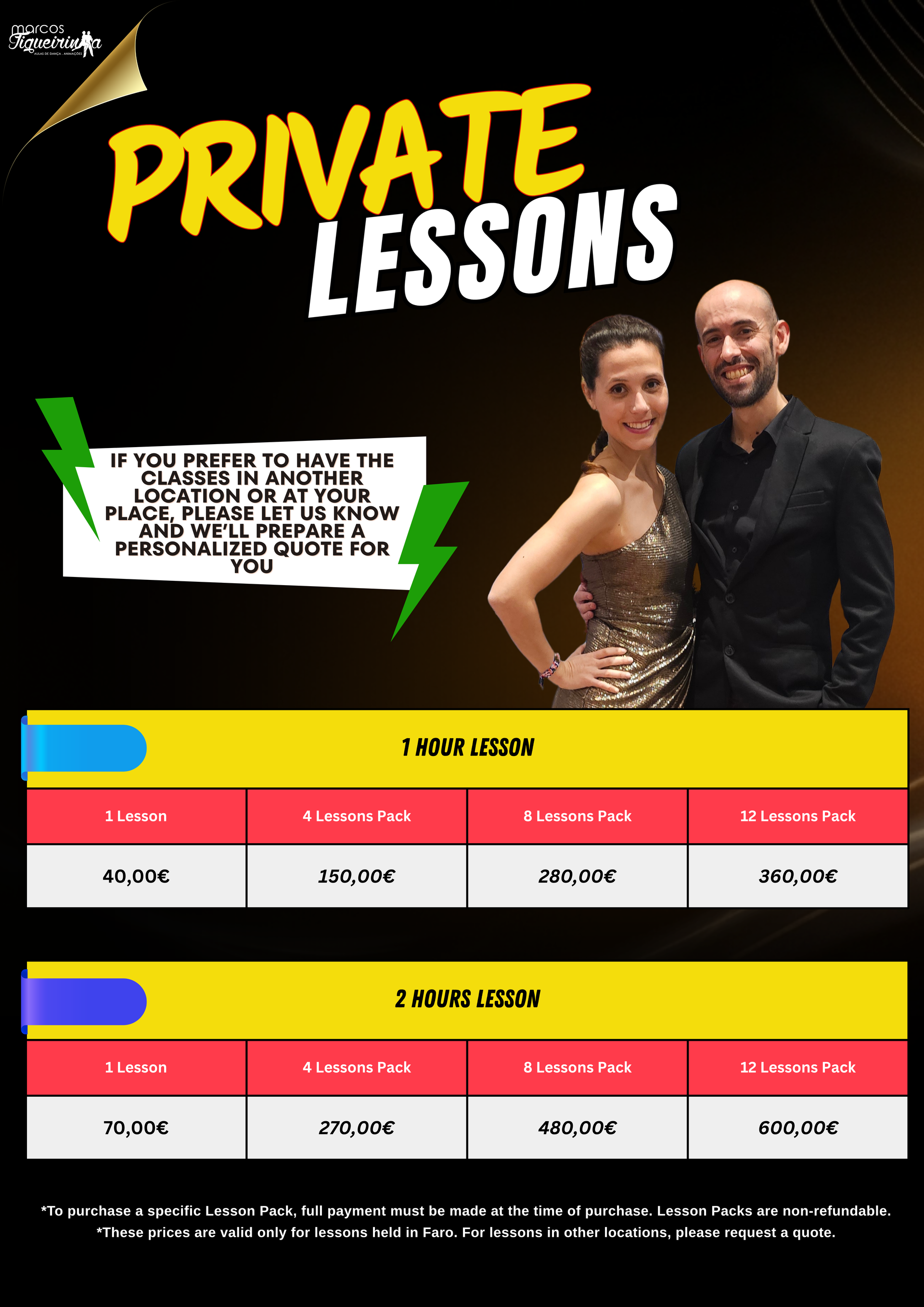 Preçário Aulas de Dança privadas