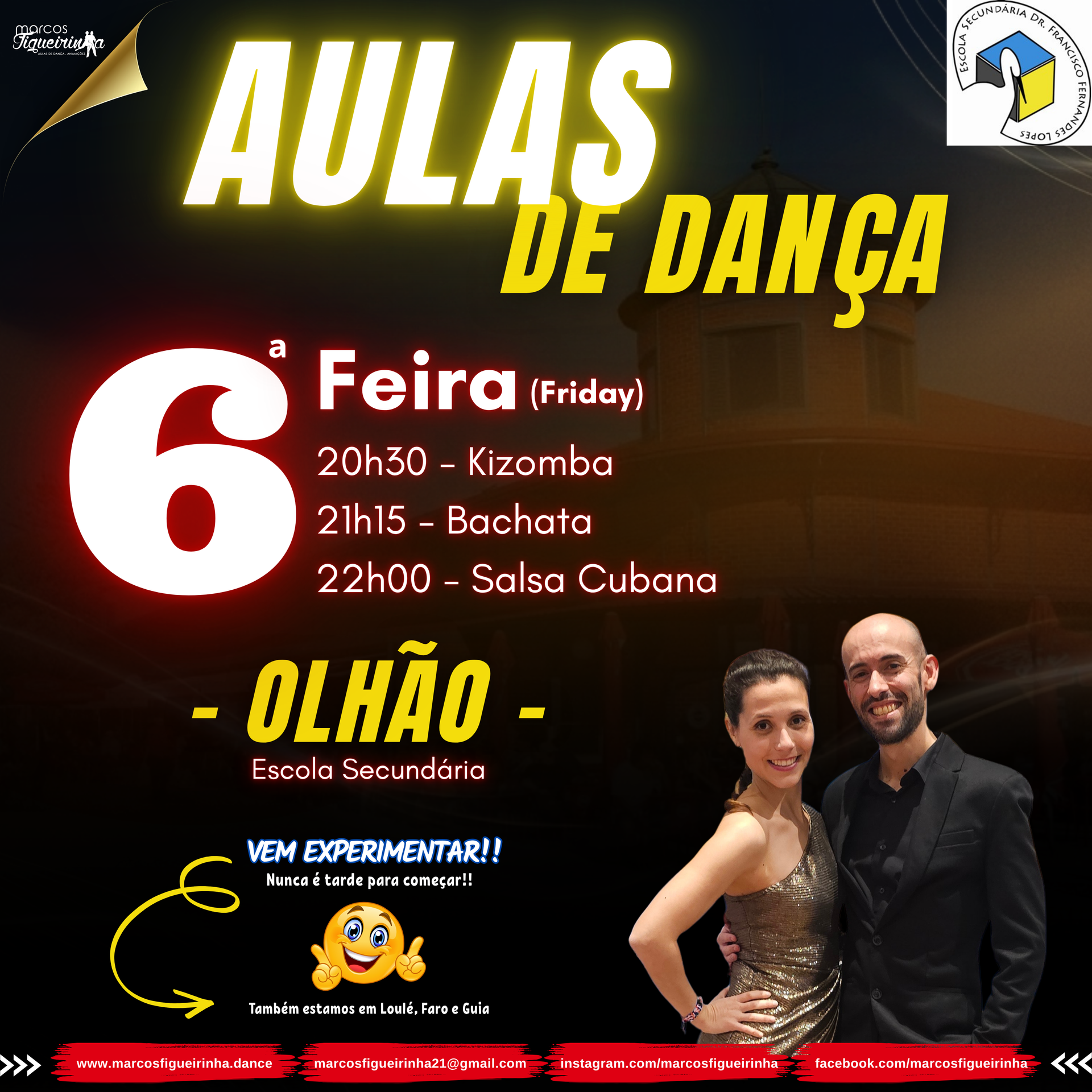 Aulas de Dança em Olhão com Marcos Figueirinha e Dedy Mestre