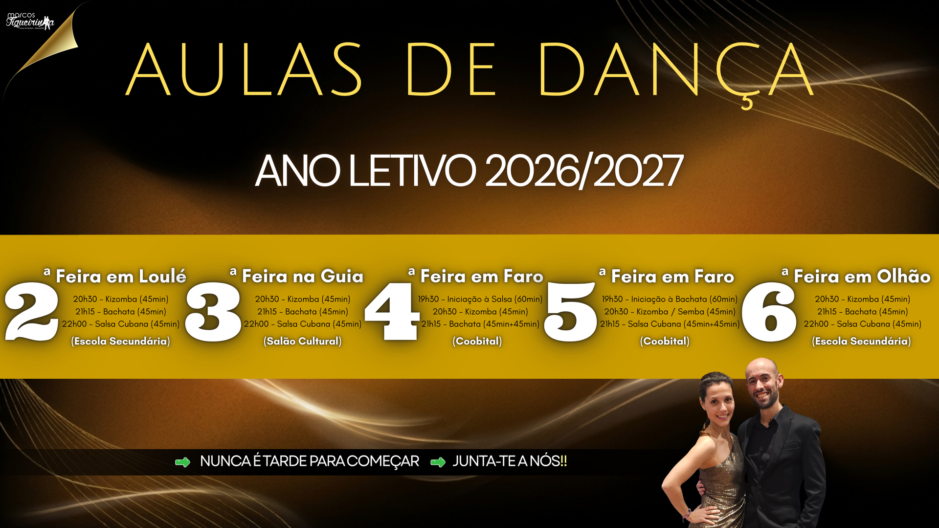Horário Aulas de Dança Algarve Kizomba, Bachata, Salsa Cubana e Roda de casino