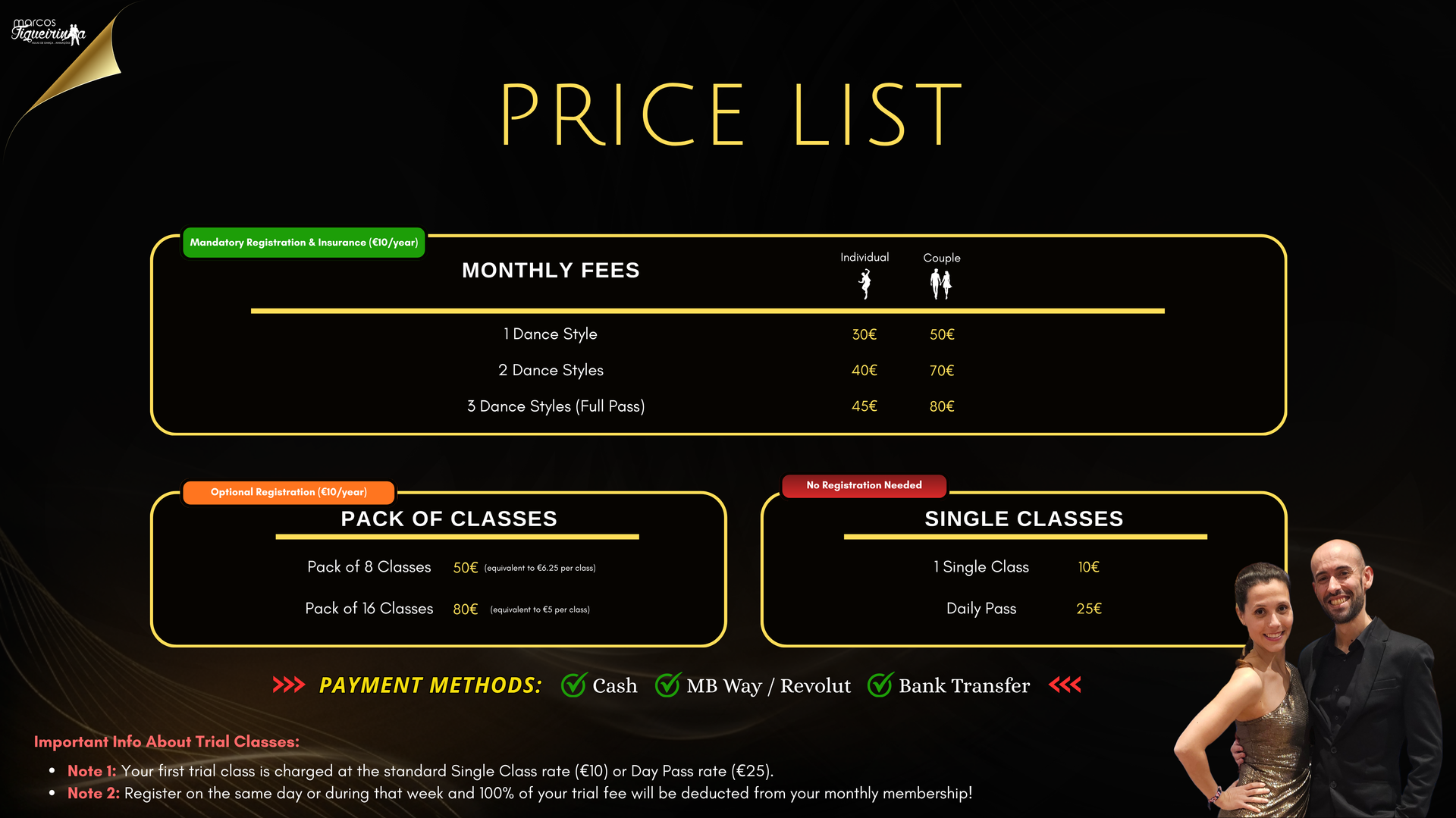 Marcos Figueirinha dance school algarve price list