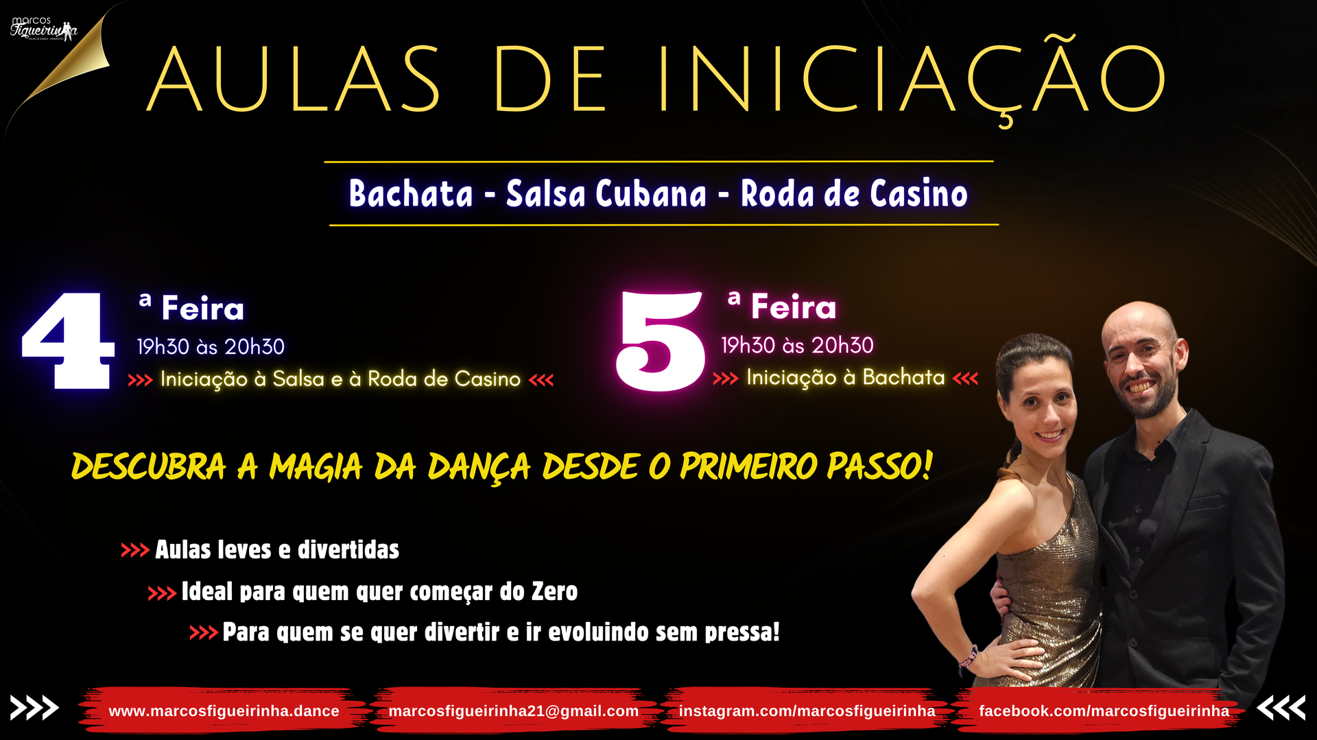 Aulas de Iniciação kizomba bachata e salsa cubana com marcos figueirinha no algarve