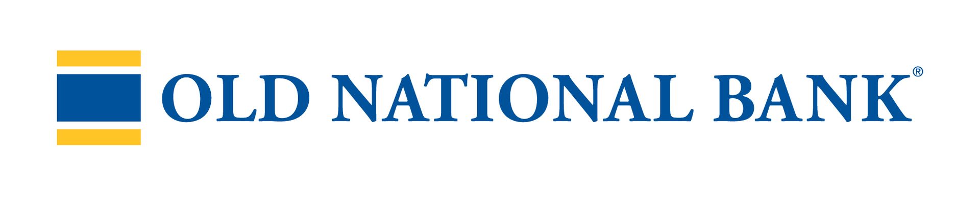 Old National Bank logo with blue text and gold accent bars