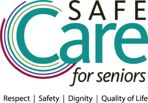 A logo with the teal text 