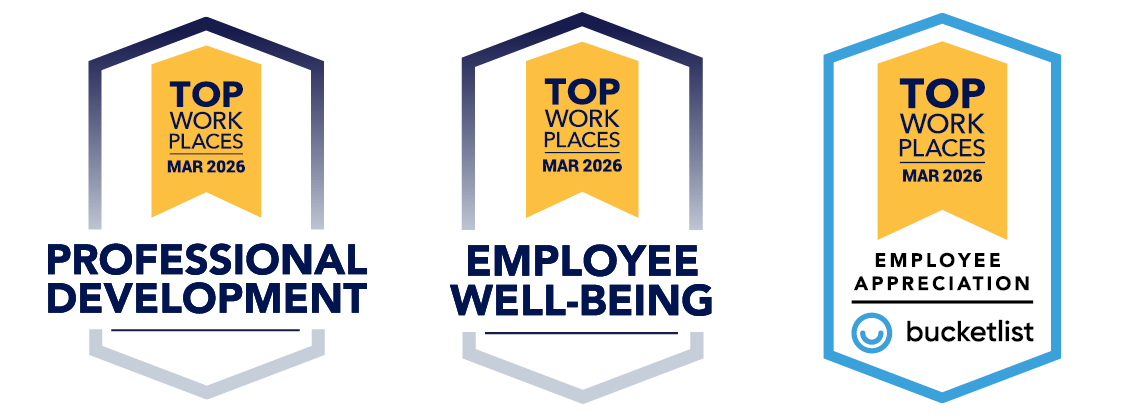 The Minnesota Star Tribune Top 200 Workplaces 2025 award badge on a yellow shield-shaped background with green text.