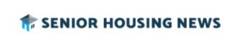 Logo for Senior Housing News featuring stylized dark blue and light blue roof icon next to the text.