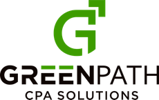 The logo for greenpath cpa solutions has a green on it.
