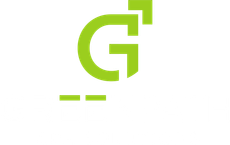 A green and white logo on a white background.