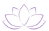 Un semplice contorno stilizzato di un fiore di loto in un tenue colore viola su sfondo bianco.