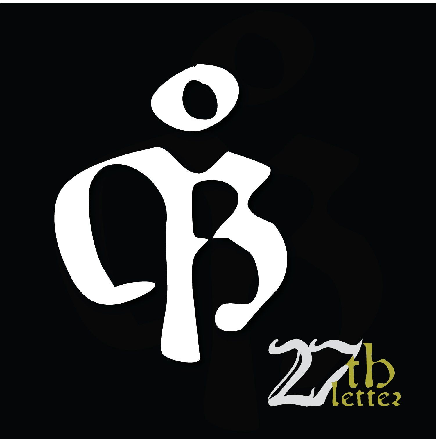 Stylized white abstract logo on black with small yellow “Zth letter” text in the corner