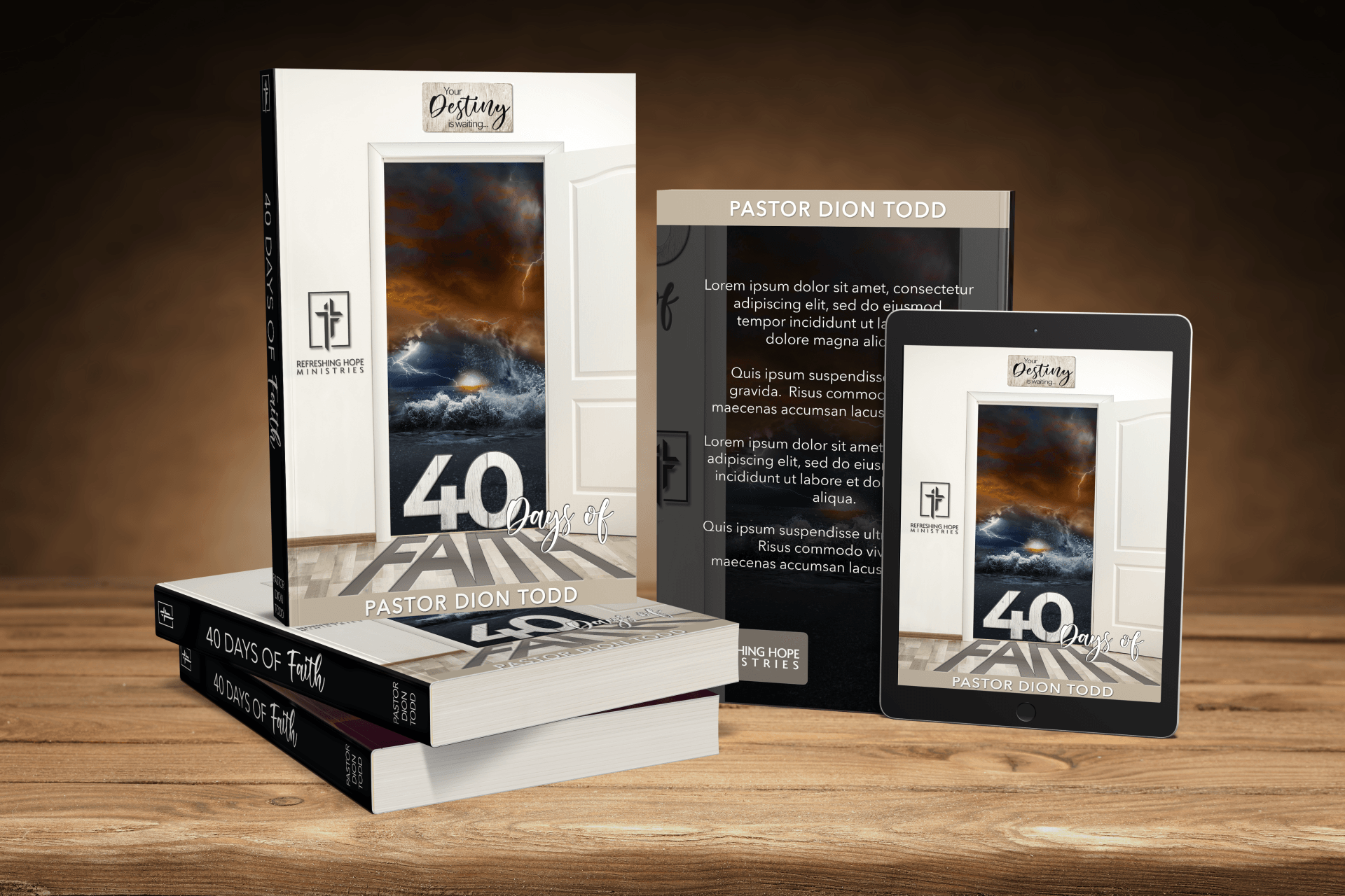 Three music album covers and a CD case displayed on a wooden surface, featuring “40” on the front.