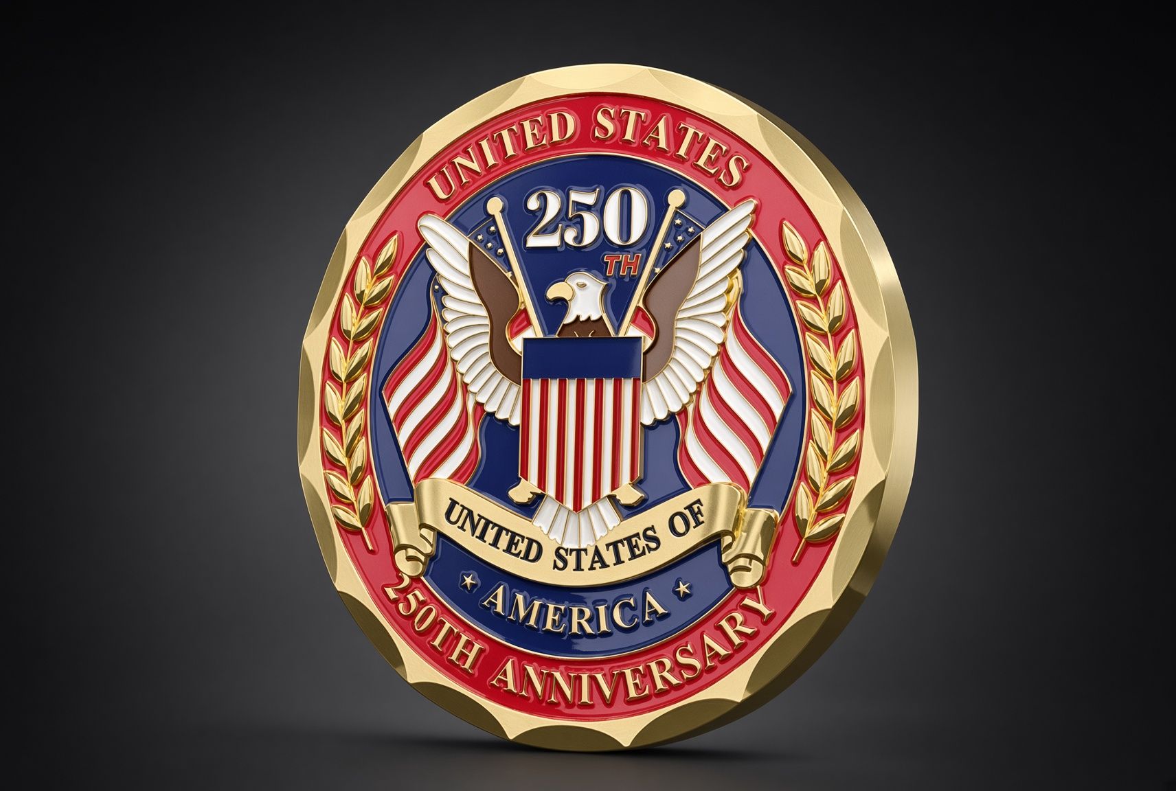 Gold commemorative U.S. Department of Education seal with red, blue, and white accents, marked “250” and “Anniversary”