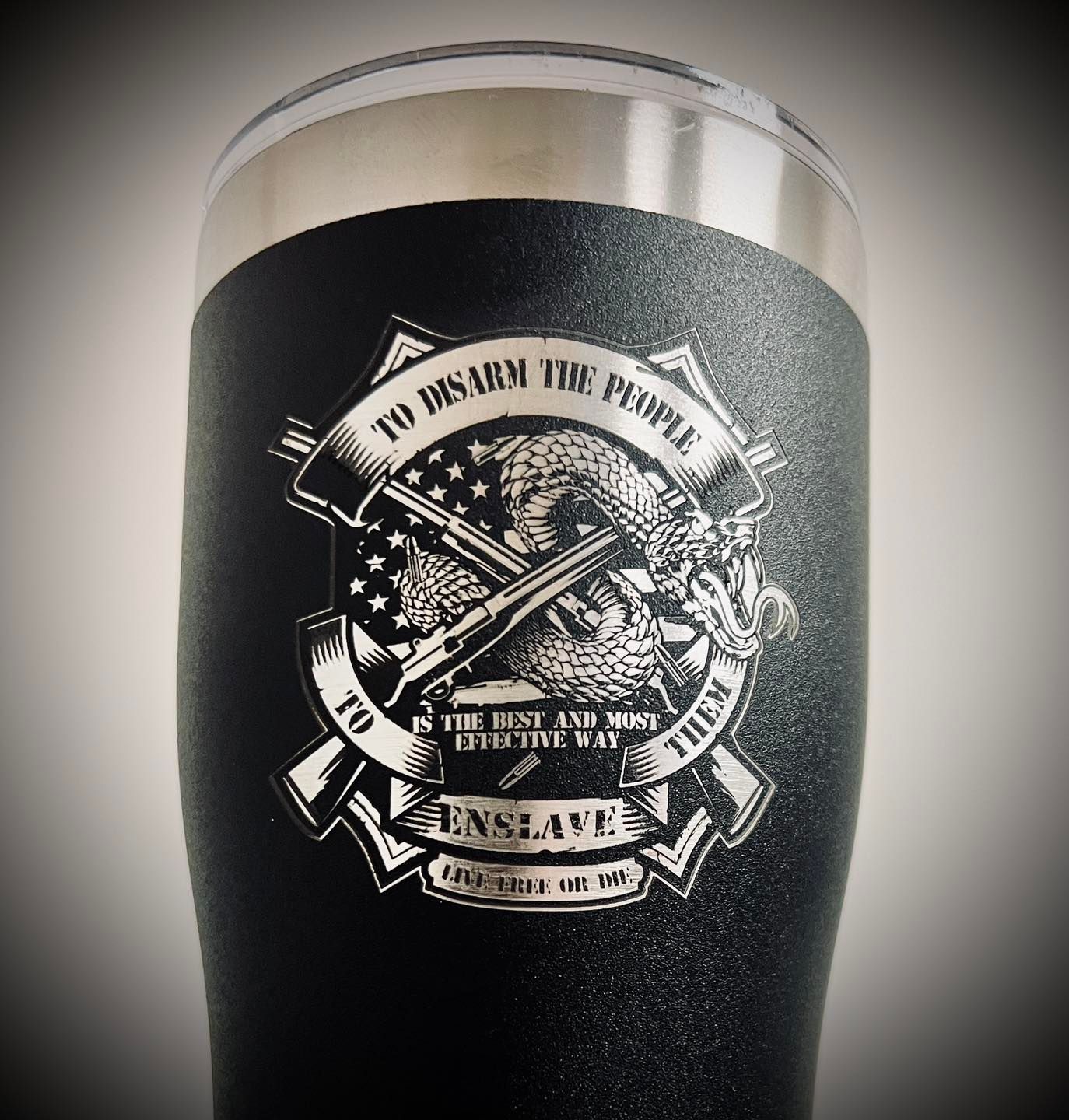 Black tumbler with 