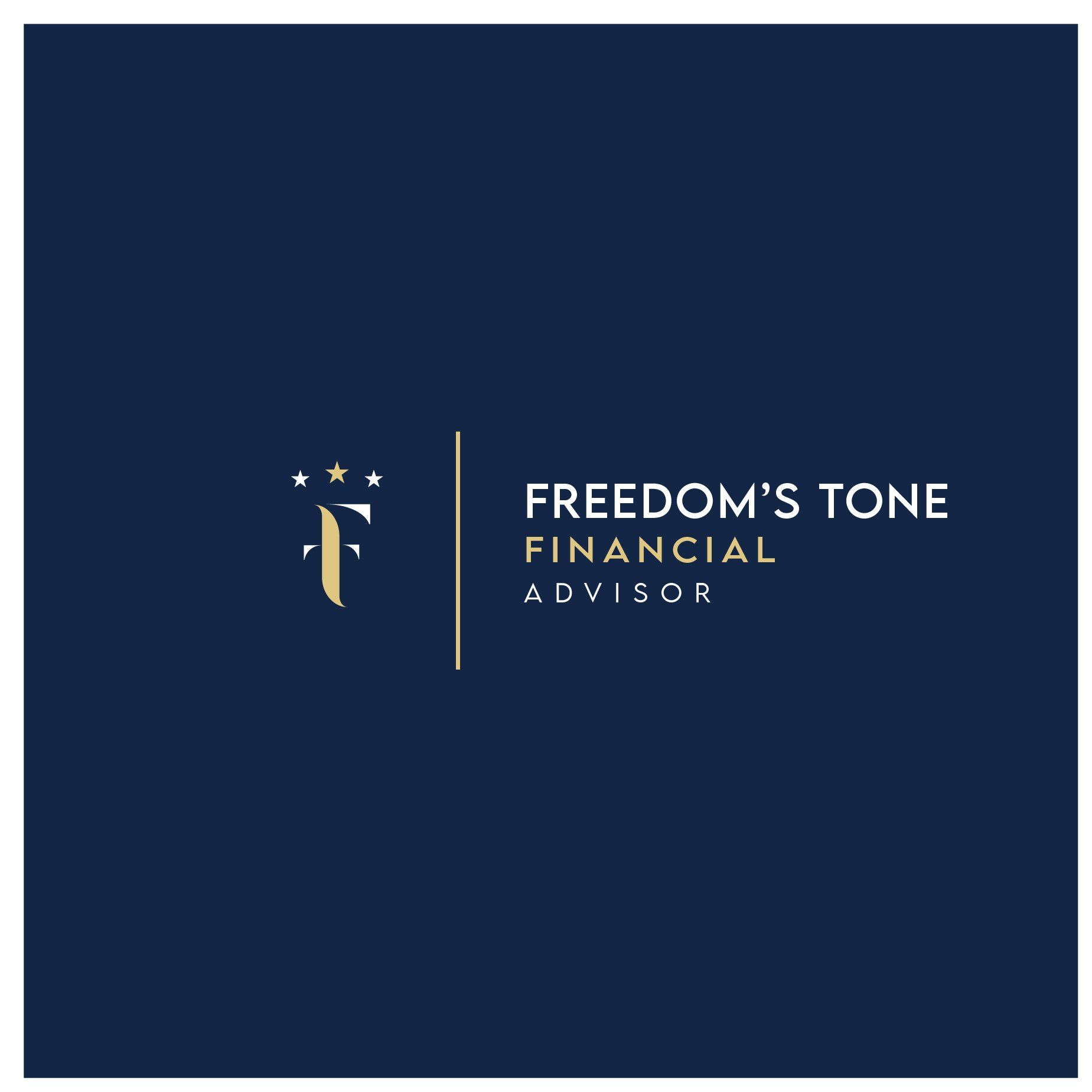 Freedom’s Tone Financial Advisors logo on a navy background with gold and white text