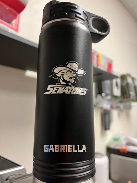 Black water bottle with 