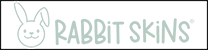 Rabbit Skins logo with a bunny icon and gray text on a white background