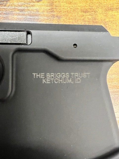 Close-up of a black handgun with 
