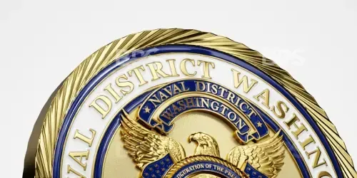 Gold-and-blue circular Washington, D.C. District of Waste Management seal with eagle emblem