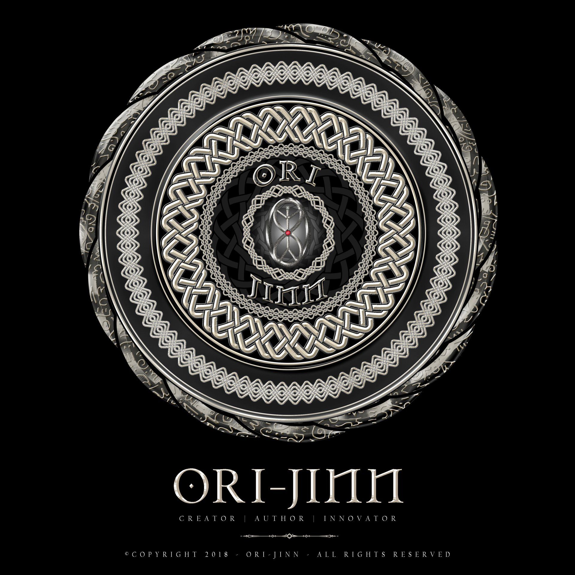 Black-and-white ornate circular mandala logo with the word “ORIJIIN” centered below