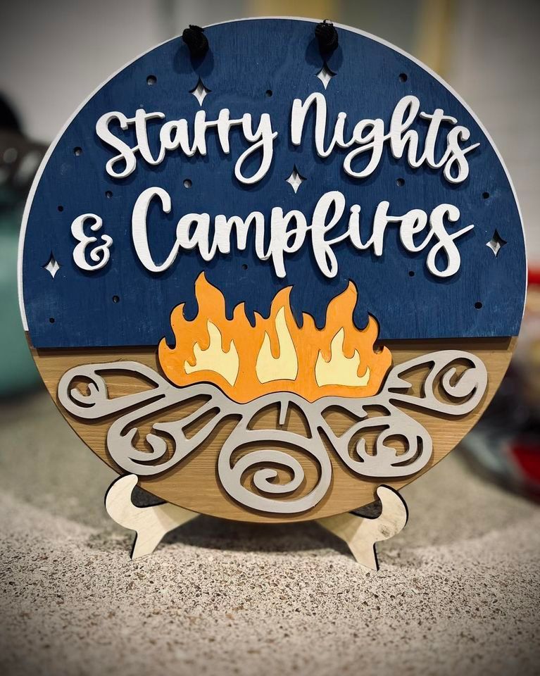 Round wooden sign with 