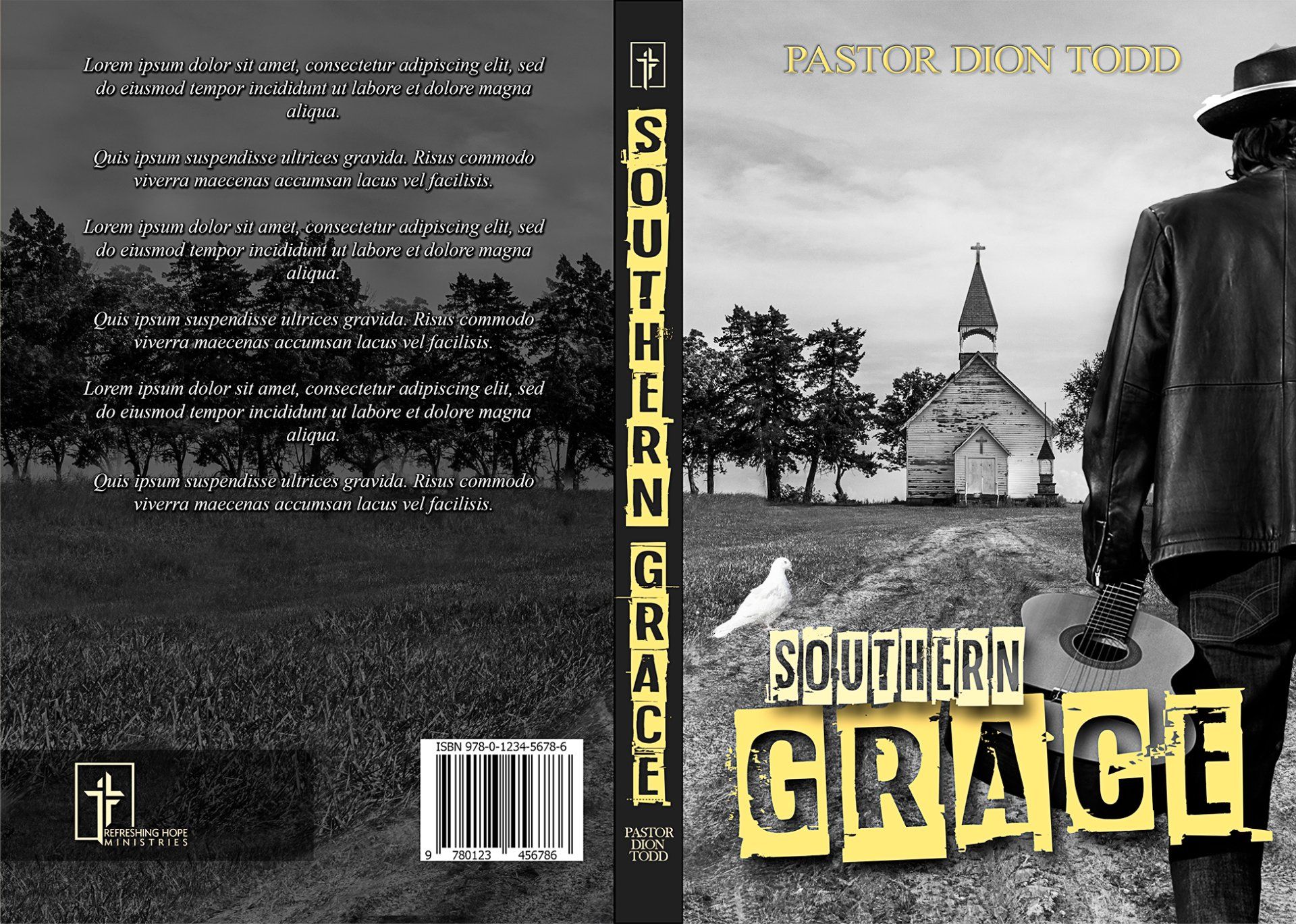 Album cover for “Southern Gracie,” showing a rural church, trees, and a person from behind in black and white.