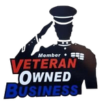 A black silhouette of a saluting military officer with the red, white, and blue text 