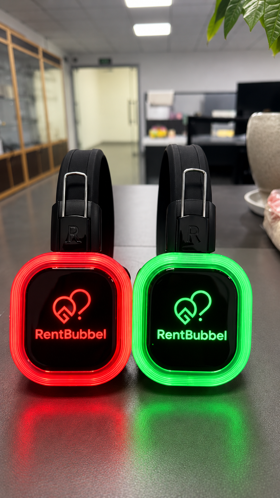 Silent disco met gekleurde verlichting