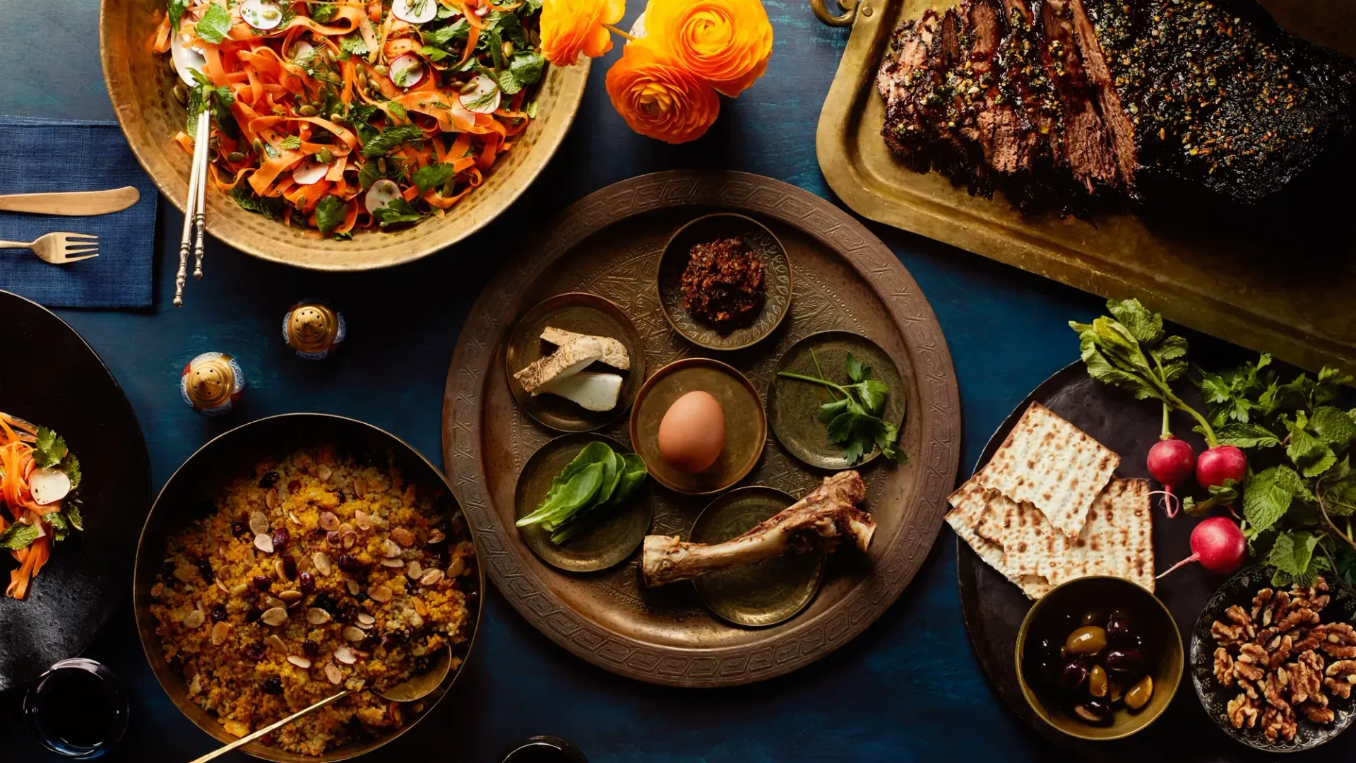There are many different types of food on the table.