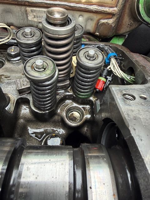 Close-up of engine valve springs and camshaft components inside a mechanical assembly