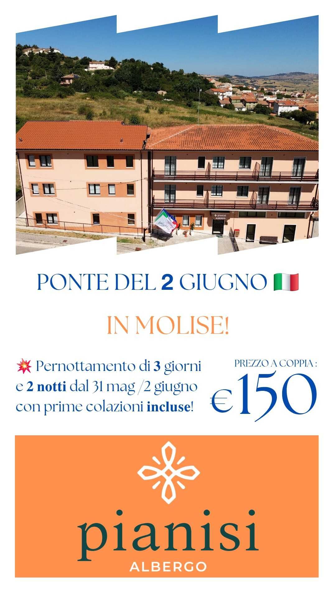 Promozione hotel per un soggiorno di 2 notti in Molise, Italia. Colazione inclusa. Prezzo: €150.