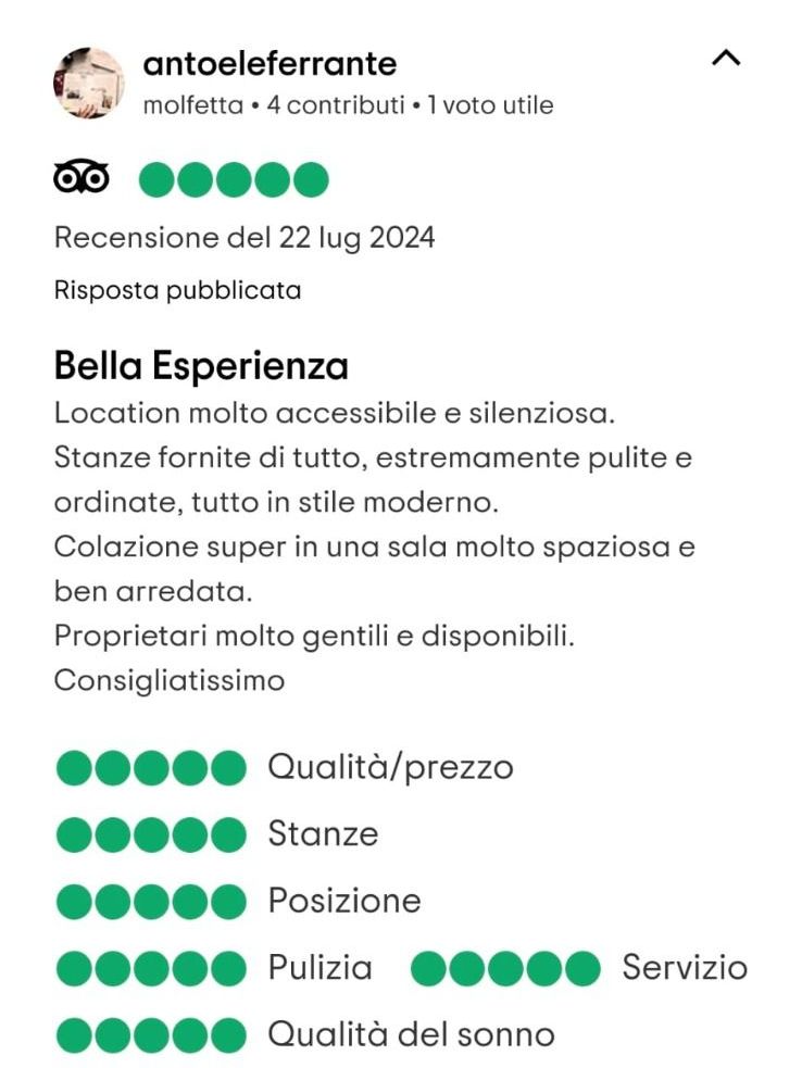 Recensione italiana: un'esperienza piacevole in un hotel moderno, con valutazioni elevate per servizio, pulizia e qualità.