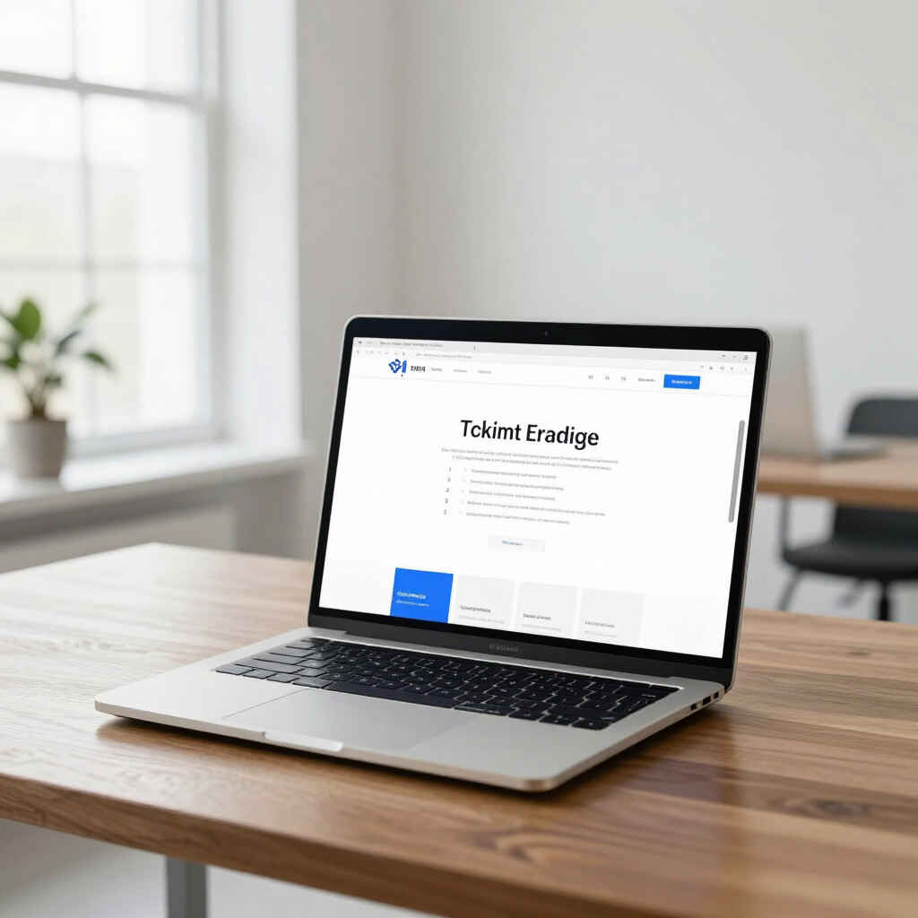 A modern laptop displaying a professional business website mockup.
