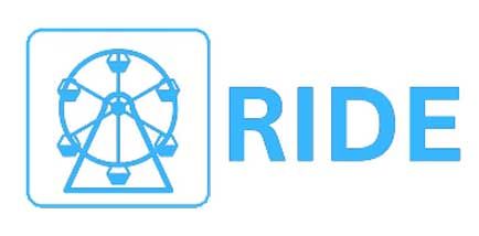 A Blue Logo With A Ferris Wheel And The Word Ride — Bills Amusements In Gladstone, QLD