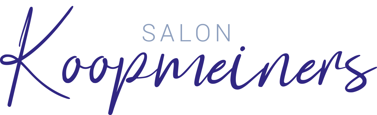 Salon Koopmeiners-Logo in handgeschriebener blauer Schrift mit „SALON“ darüber.