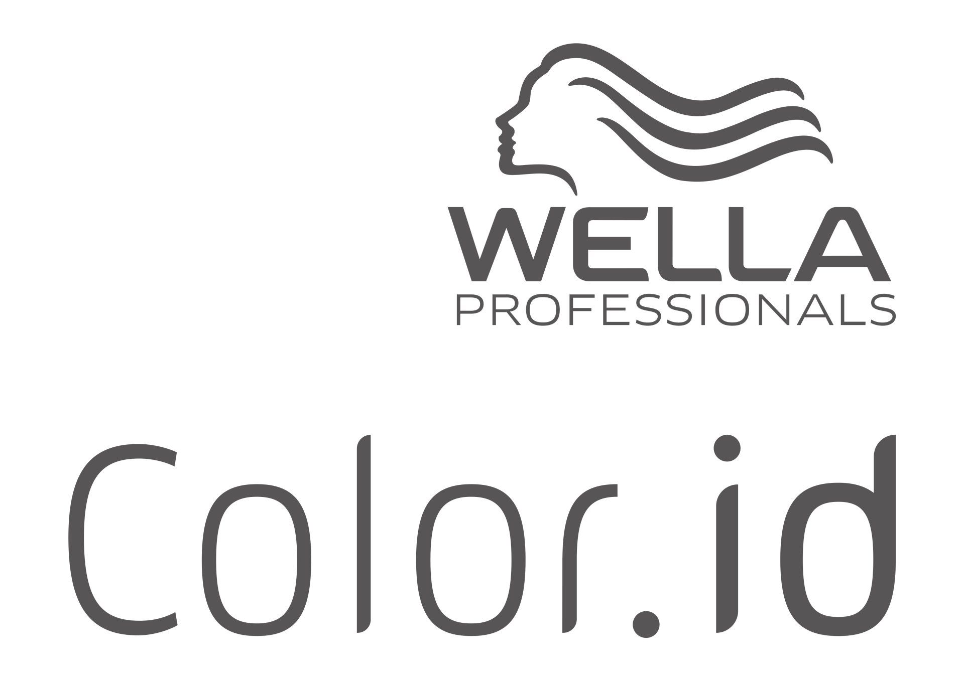 Das Color.id-Logo von Wella Professionals zeigt die Silhouette einer Frau mit wallendem Haar und dem Text „Color.id“.