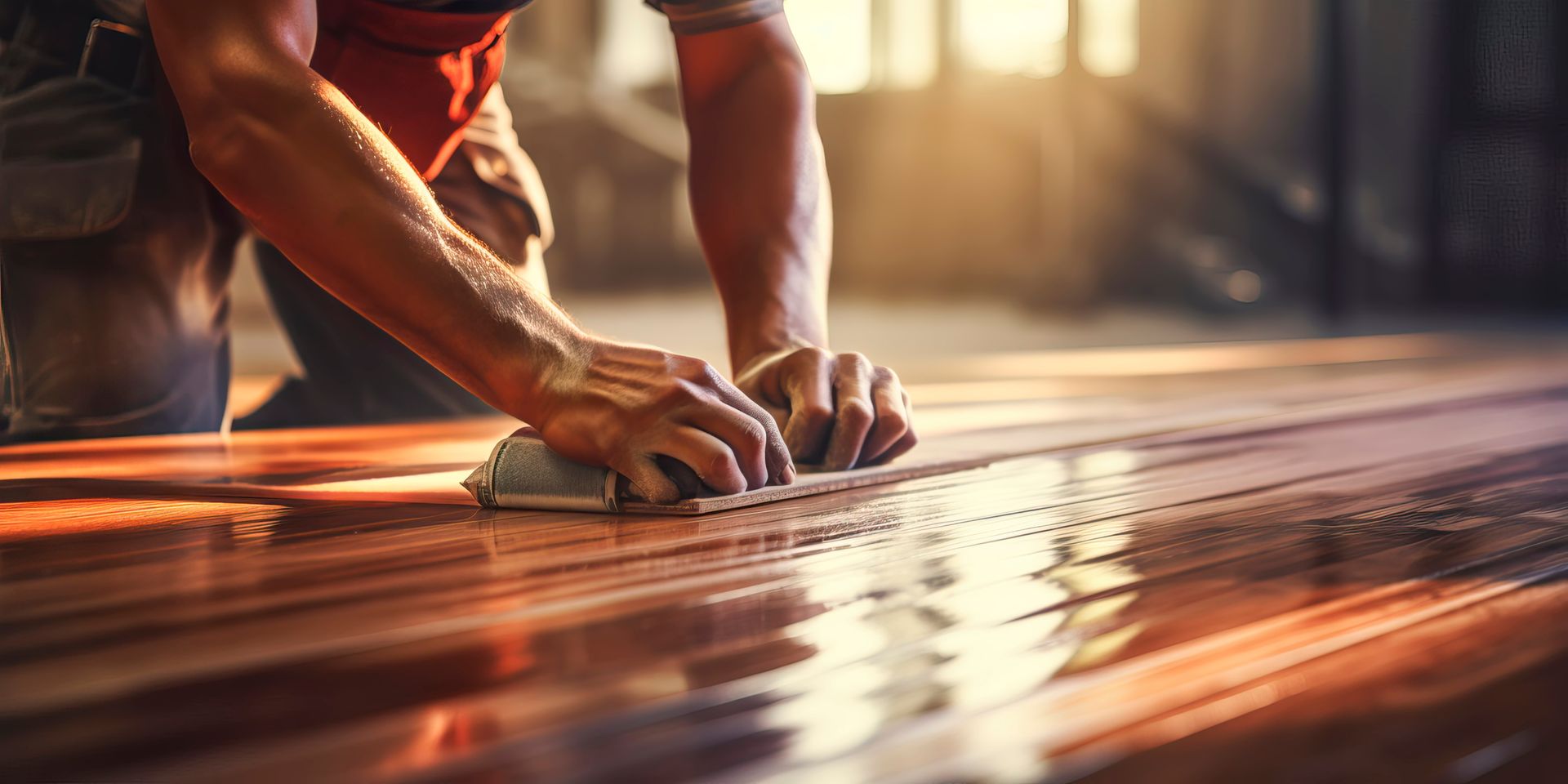 A man is sanding a piece of wood with a plane.