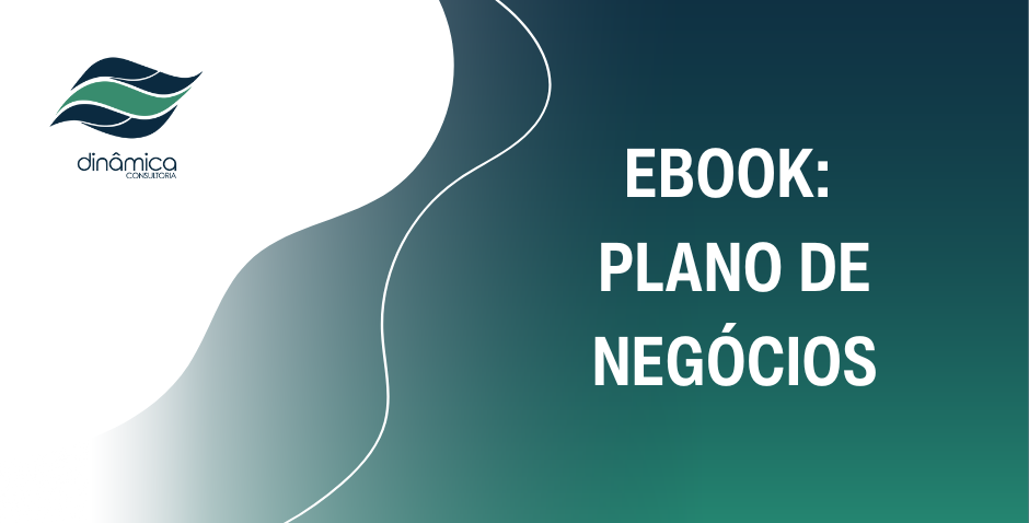 Ebook cover with teal gradient and logo, titled “EBOOK: PLANO DE NEGÓCIOS”