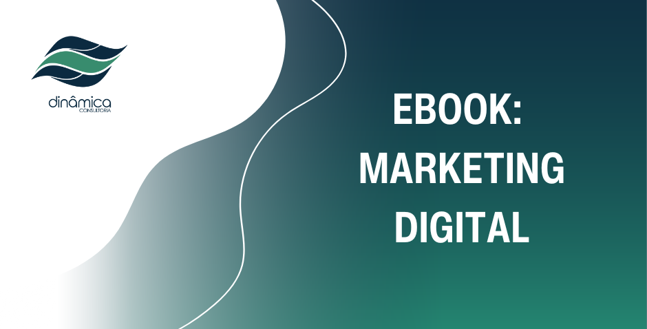 Capa de e-book com fundo em degradê azul-petróleo e o título “EBOOK: MARKETING DIGITAL” ao lado de um logotipo.