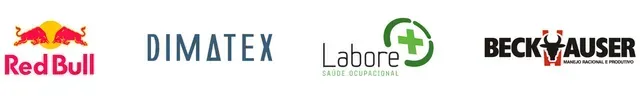 Logotipos da Red Bull, DIMATEX, Labore e Beck Vauser em fundo branco.