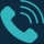 Ícone de telefone azul com ondas de sinal, indicando chamada ou contato.