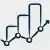 Gráfico de linhas com pontos de dados ascendentes e sobreposição de gráfico de barras em preto e branco.