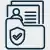 Cartão de identificação com ícone de escudo em uma pasta, representando registros seguros ou proteção de privacidade.
