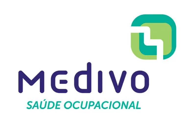 Logo da Medivo Saúde Ocupacional em roxo e verde sobre fundo branco