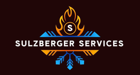 Logo for Sulzberger Services featuring a letter S inside a flame above a blue snowflake on a dark background.